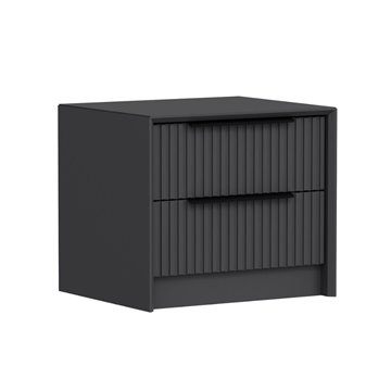 Comodino Kale antracite effetto cannettato due cassetti incassati 53x45x45H