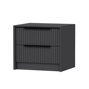 Comodino Kale antracite effetto cannettato due cassetti incassati 53x45x45H