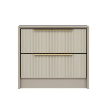 Comodino Kale cashmere effetto cannettato due cassetti incassati 53x45x45H