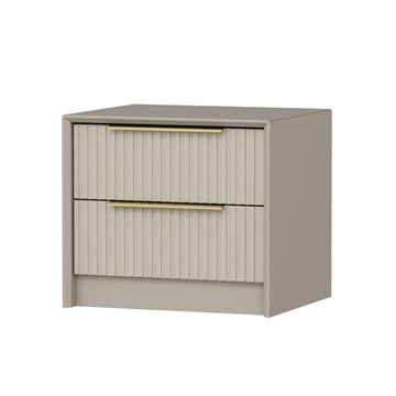 Comodino Kale cashmere effetto cannettato due cassetti incassati 53x45x45H