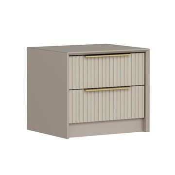 Comodino Kale cashmere effetto cannettato due cassetti incassati 53x45x45H