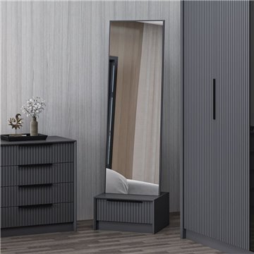 Specchio Kale con base cassetto antracite 54x45x178H