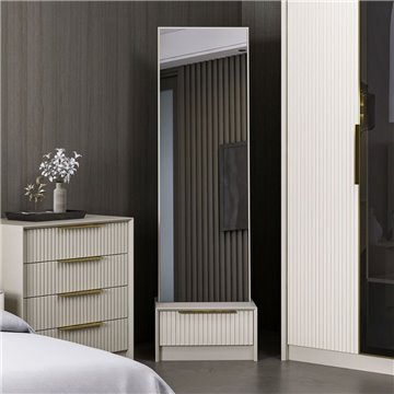 Specchio Kale con base cassetto cashmere 54x45x178H