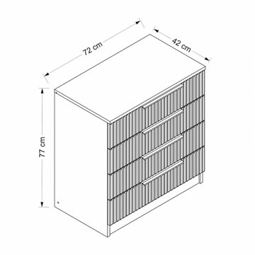 Cassettiera 4 cassetti Kale antracite effetto cannettato 72x42x77H