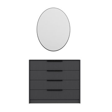 Cassettiera 4 cassetti con specchio Kale antracite effetto cannettato 100x45x85H