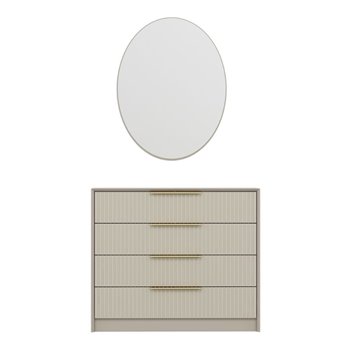 Cassettiera 4 cassetti con specchio Kale cashmere effetto cannettato 100x45x85H
