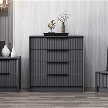 Cassettiera 4 cassetti incassati Kale antracite effetto cannettato 72x42x77H