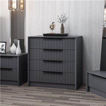 Cassettiera 4 cassetti incassati Kale antracite effetto cannettato 72x42x77H