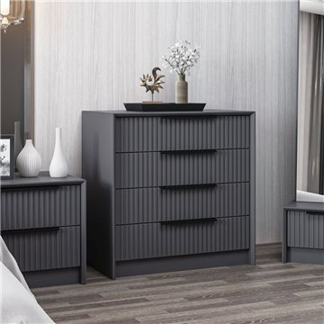 Cassettiera 4 cassetti incassati Kale antracite effetto cannettato 72x42x77H