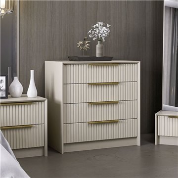 Cassettiera 4 cassetti incassati Kale cashmere effetto cannettato 72x42x77H