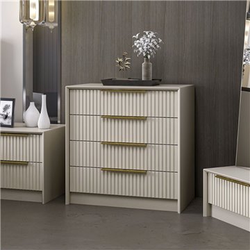Cassettiera 4 cassetti incassati Kale cashmere effetto cannettato 72x42x77H