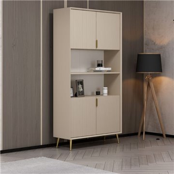 Credenza alta Kale effetto cannettato cashmere 90x35x180H - Eleganza Verticale