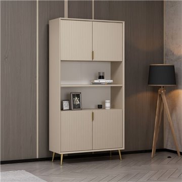 Credenza alta Kale effetto cannettato cashmere 90x35x180H - Eleganza Verticale
