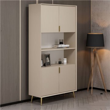 Credenza alta Kale effetto cannettato cashmere 90x35x180H - Eleganza Verticale