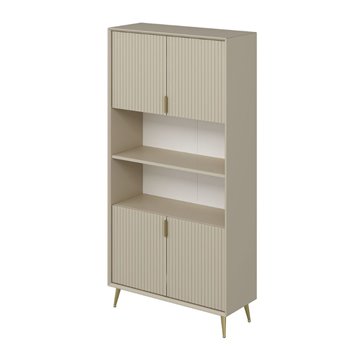 Credenza alta Kale effetto cannettato cashmere 90x35x180H - Eleganza Verticale
