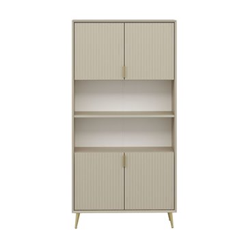 Credenza alta Kale effetto cannettato cashmere 90x35x180H - Eleganza Verticale
