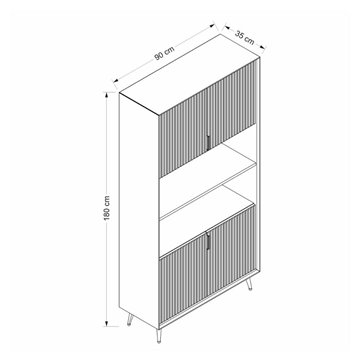 Credenza alta Kale effetto cannettato cashmere 90x35x180H - Eleganza Verticale