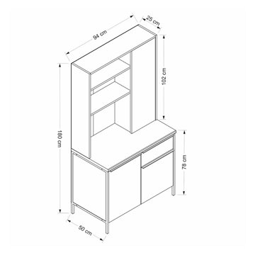 Mobile multiuso Andy rovere antracite 94x50x180H - Funzionalità e stile per ogni spazio
