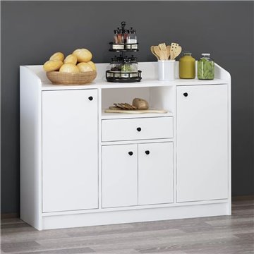 Mobile multiuso Arina bianco 4 ante e cassetto 120x35x90H