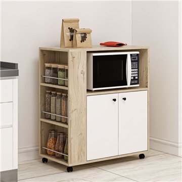 Mobile multiuso elegante e funzionale rovere e bianco Monni 82x45x95H - Ordine e Design