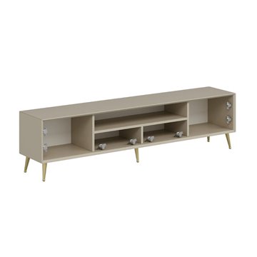 Porta TV Kale cashmere effetto cannettato con piedi in metallo oro 180x35x45H