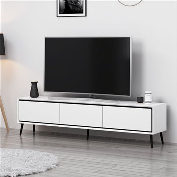 Porta TV Mandy bianco 180x35x45H con 3 ante e piedi neri