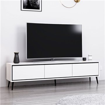Porta TV Mandy bianco 180x35x45H con 3 ante e piedi neri