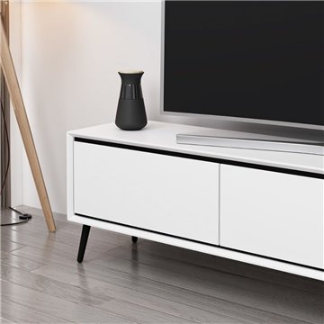 Porta TV Mandy bianco 180x35x45H con 3 ante e piedi neri