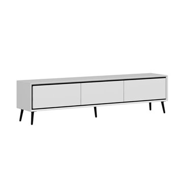 Porta TV Mandy bianco 180x35x45H con 3 ante e piedi neri