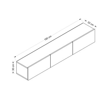 Mobile TV sospeso Rigel antracite 180x32x30H: 3 ante e stile minimal