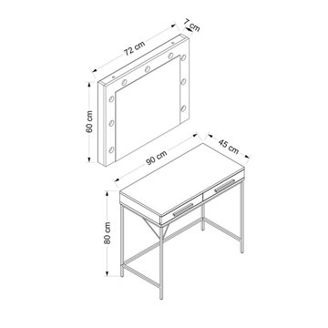 Toeletta da Trucco bianco Sane 90x45x80H: Eleganza e funzionalità per il tuo beauty corner