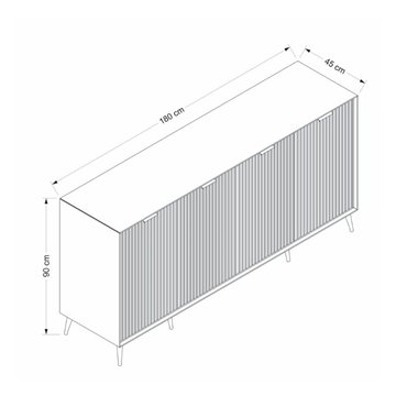 Madia Kale 4 ante antracite effetto cannettato 180x45x90H : Eleganza e Funzionalità