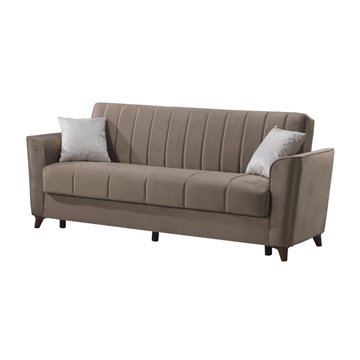 Divano letto Duca 3 posti marrone con contenitore e funzione letto 223x86x89H