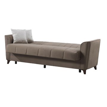 Divano letto Duca 3 posti marrone con contenitore e funzione letto 223x86x89H