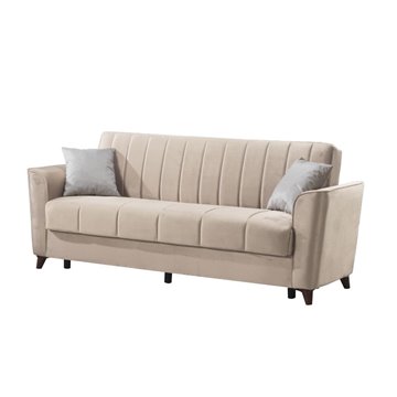 Divano letto Duca 3 posti crema con contenitore e funzione letto 223x86x89H