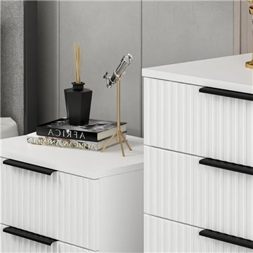 Cassettiera 4 cassetti Kale bianco effetto cannettato 72x42x77H