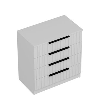 Cassettiera 4 cassetti Kale bianco effetto cannettato 72x42x77H