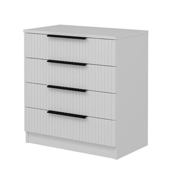 Cassettiera 4 cassetti Kale bianco effetto cannettato 72x42x77H
