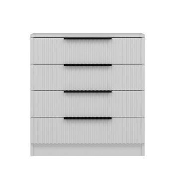 Cassettiera 4 cassetti Kale bianco effetto cannettato 72x42x77H
