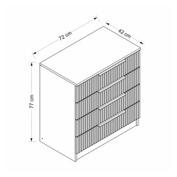 Cassettiera 4 cassetti Kale bianco effetto cannettato 72x42x77H