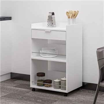 Carrello da cucina con cassetto e vani a giorno Liana bianco 60x45x95H