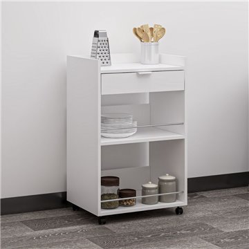 Carrello da cucina con cassetto e vani a giorno Liana bianco 60x45x95H