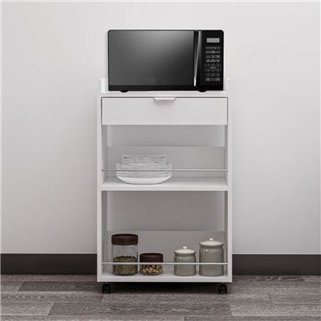 Carrello da cucina con cassetto e vani a giorno Liana bianco 60x45x95H
