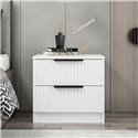 Comodino Kale bianco effetto cannettato due cassetti 50x40x47H