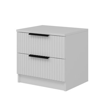 Comodino Kale bianco effetto cannettato due cassetti 50x40x47H