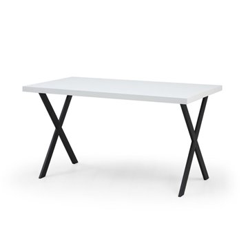 Tavolo fisso rettangolare Brayn colore bianco 139x80x76H gambe in metallo nero