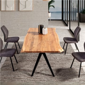 Tavolo fisso Mudri in legno di Acacia con gambe in metallo nero 200x100x75H