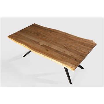 Tavolo fisso Mudri in legno di Acacia con gambe in metallo nero 200x100x75H