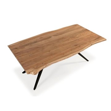 Tavolo fisso Mudri in legno di Acacia con gambe in metallo nero 200x100x75H