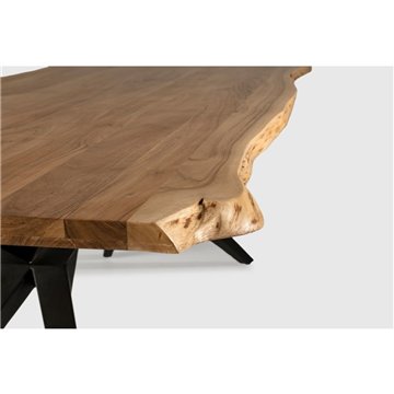 Tavolo fisso Mudri in legno di Acacia con gambe in metallo nero 200x100x75H